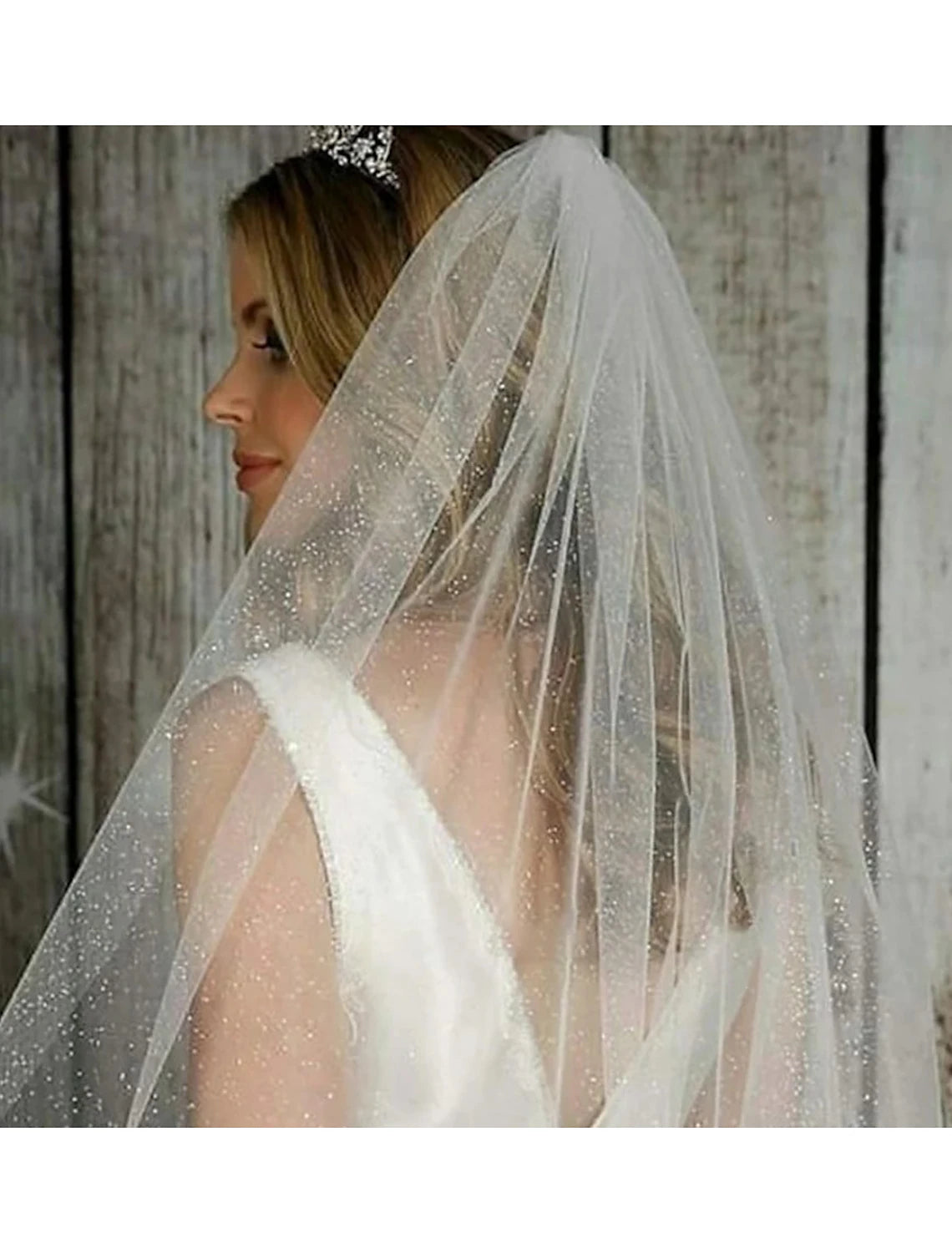 One-tier Sparkle & Shine / Hyperbole Wedding Veil Cathedral Veils