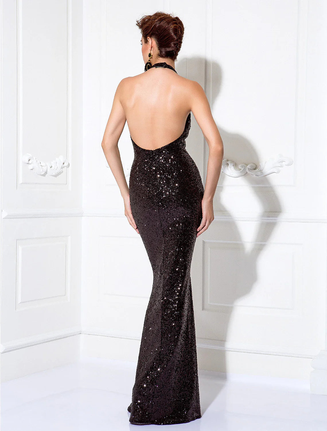 Trumpet Sparkle Party Wear Dress Sleeveless Sequined