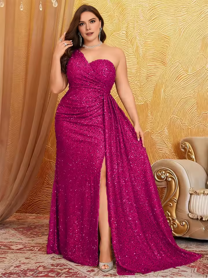 Weitese Dress Plus Size Off Shoulder Bridesmaid Banquet Shiny Off Shoulder Shiny Floor Wedding Banquet Evening Gown Prom Dress Mother of the Bride Dress