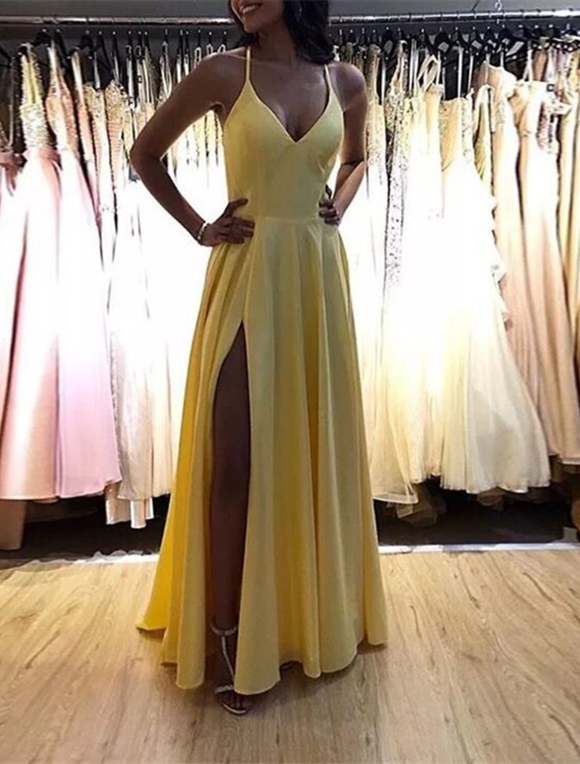 A-Line Wedding Guest Dresses Sexy Dress Prom Black Tie Floor Length Sleeveless Spaghetti Strap Bridesmaid Dress Satin