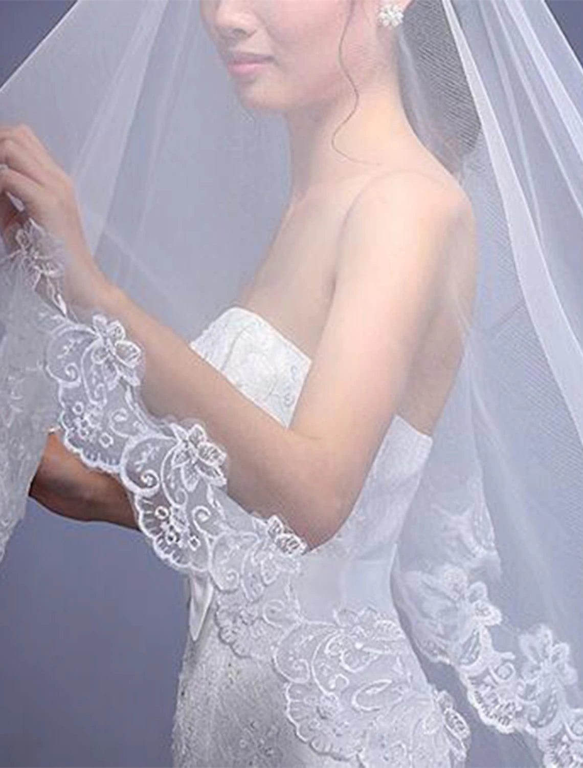 One-tier Classic Style / Lace Wedding Veil Chapel Veils