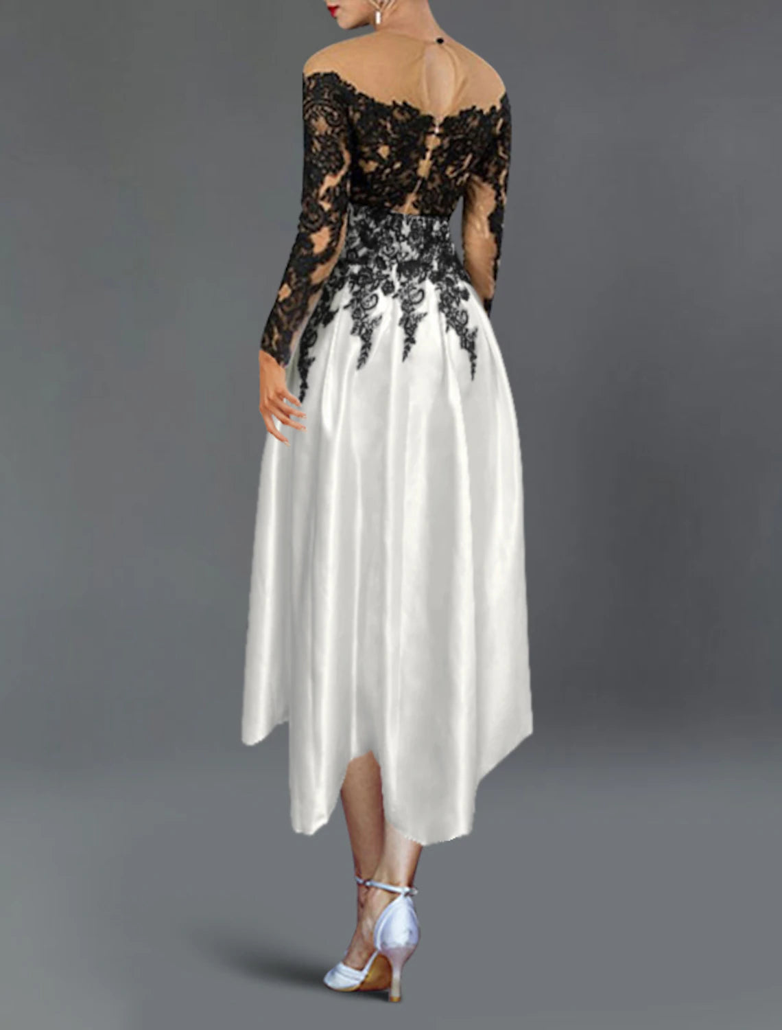 A-Line Cocktail Dresses Elegant Dress Fall Wedding Guest Dress For Mother Color Block Formal Tea Length 3/4 Length Sleeve Off Shoulder Pocket Satin