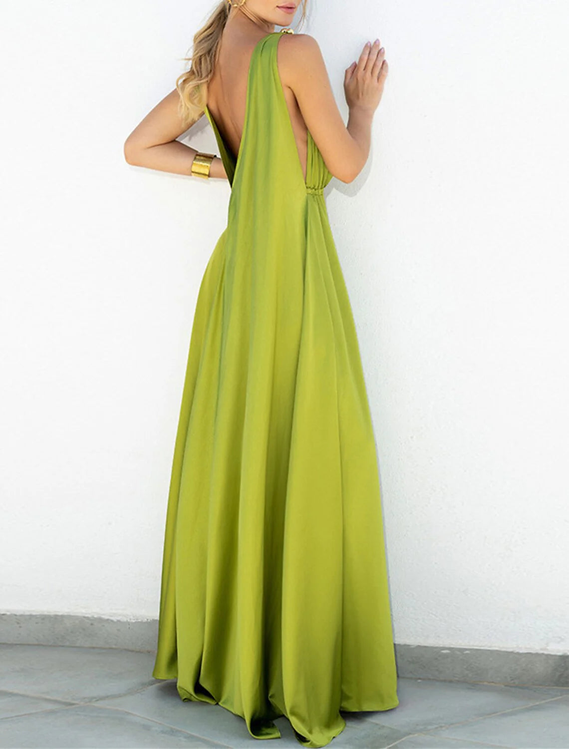A-Line Party Dresses Elegant Dress Holiday Sweep / Brush Train Sleeveless V Neck Chiffon